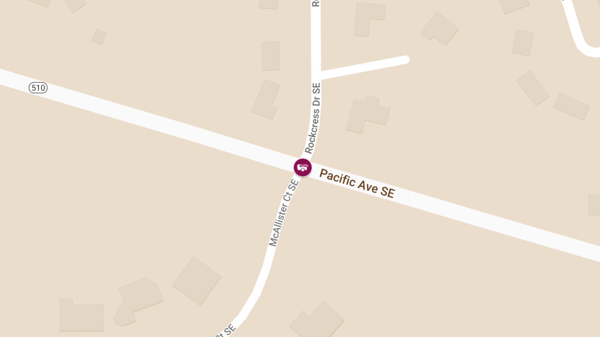 Two-Vehicle Accident with Injuries at Pacific Ave (SR 510) & Rockcress Dr SE