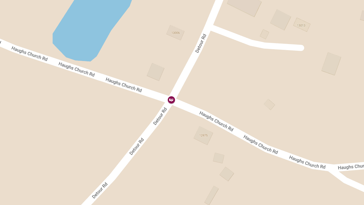 Vehicle Collision at Hugh's Church Rd and Detour Rd