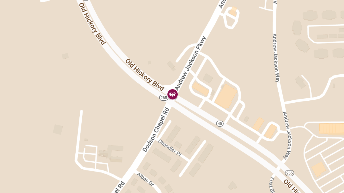 Vehicle Collision with Injuries at Andrew Jackson Pkwy and Old Hickory Blvd