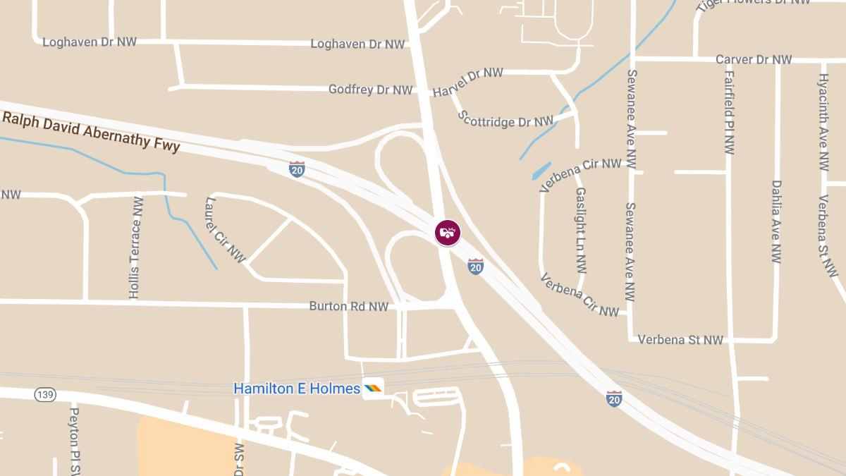 Vehicle Collision at I-20 E & Hamilton E Holmes Dr NW