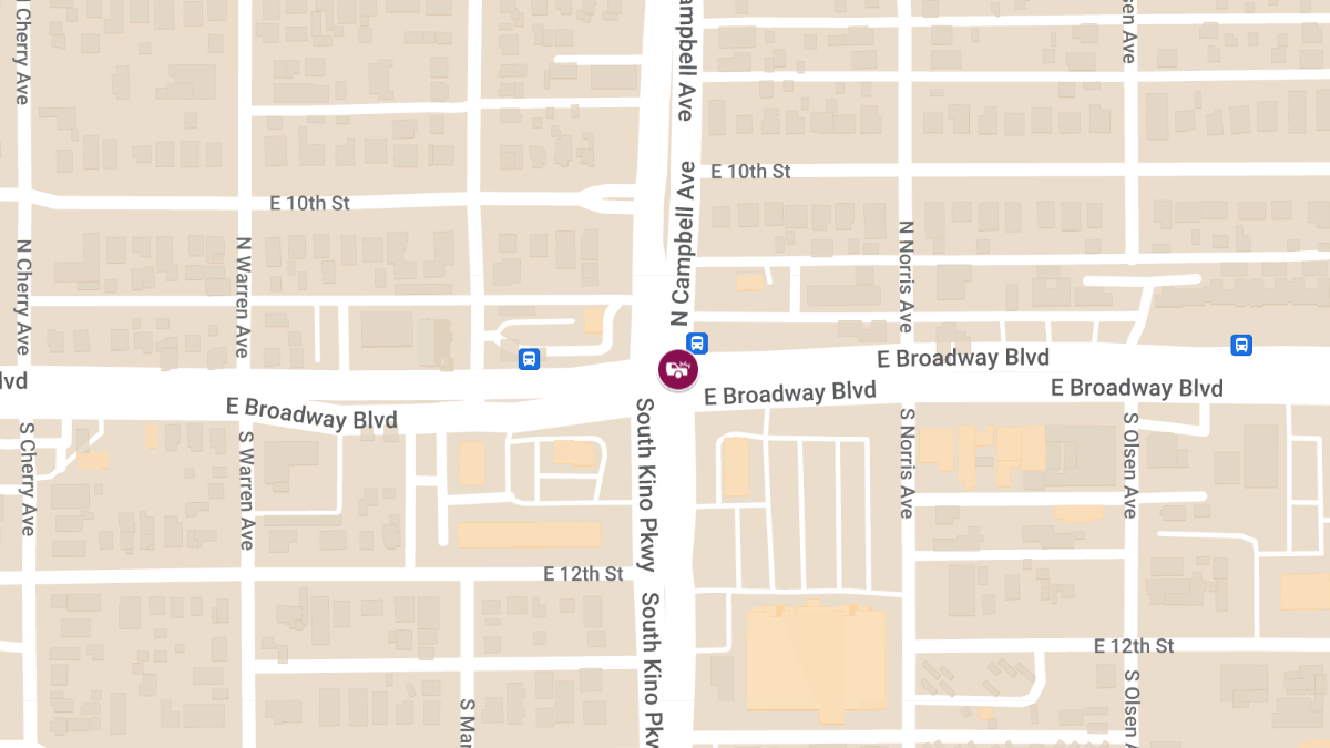 Vehicle Collision with Injuries at N Campbell Ave & E Broadway Blvd