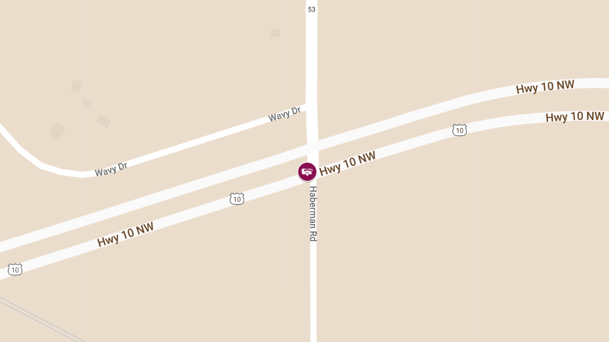 Vehicle Collision with Injuries at U.S Highway 10 and Haberhan Rd