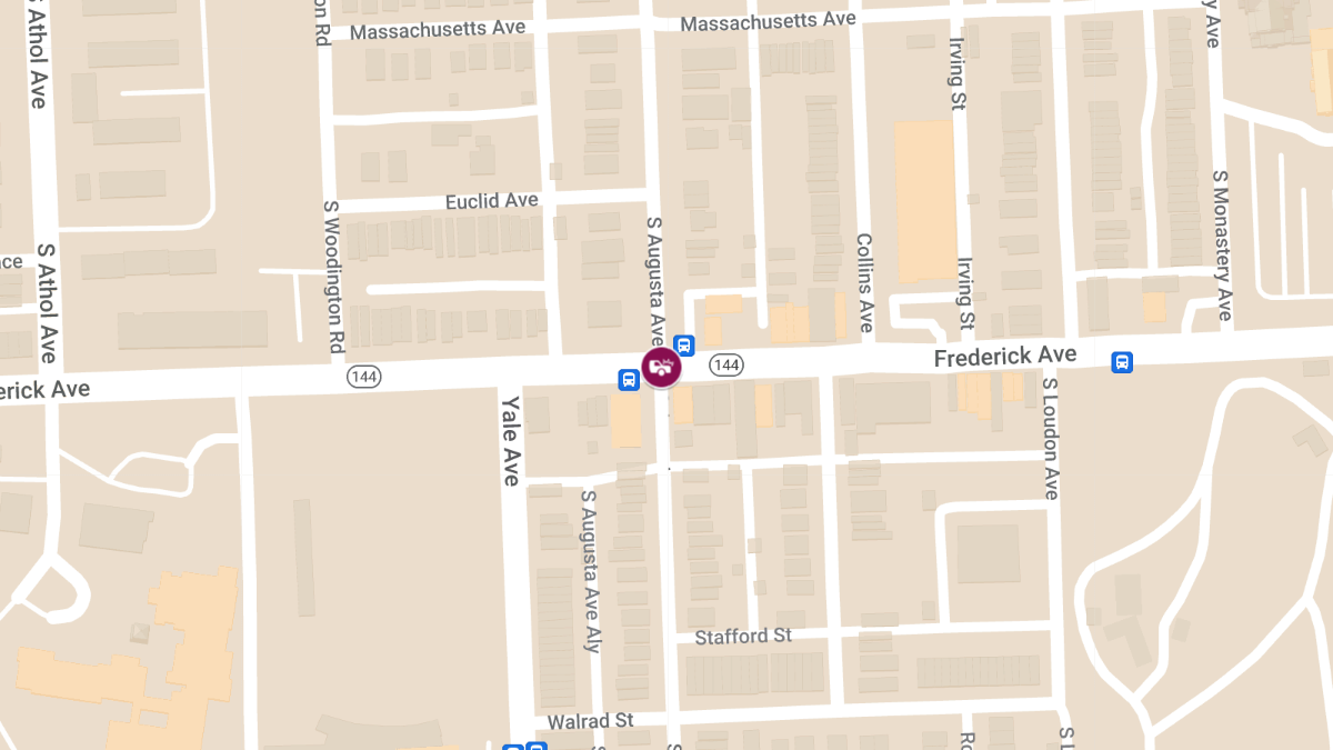 Vehicle Collision with Injury at Frederick Ave and S Augusta Ave