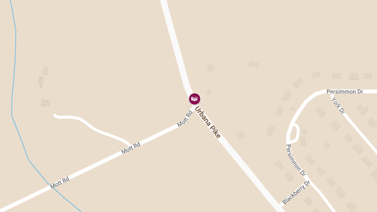 Vehicle Collision with Possible Entrapment at Urbana Pike and Mott Rd