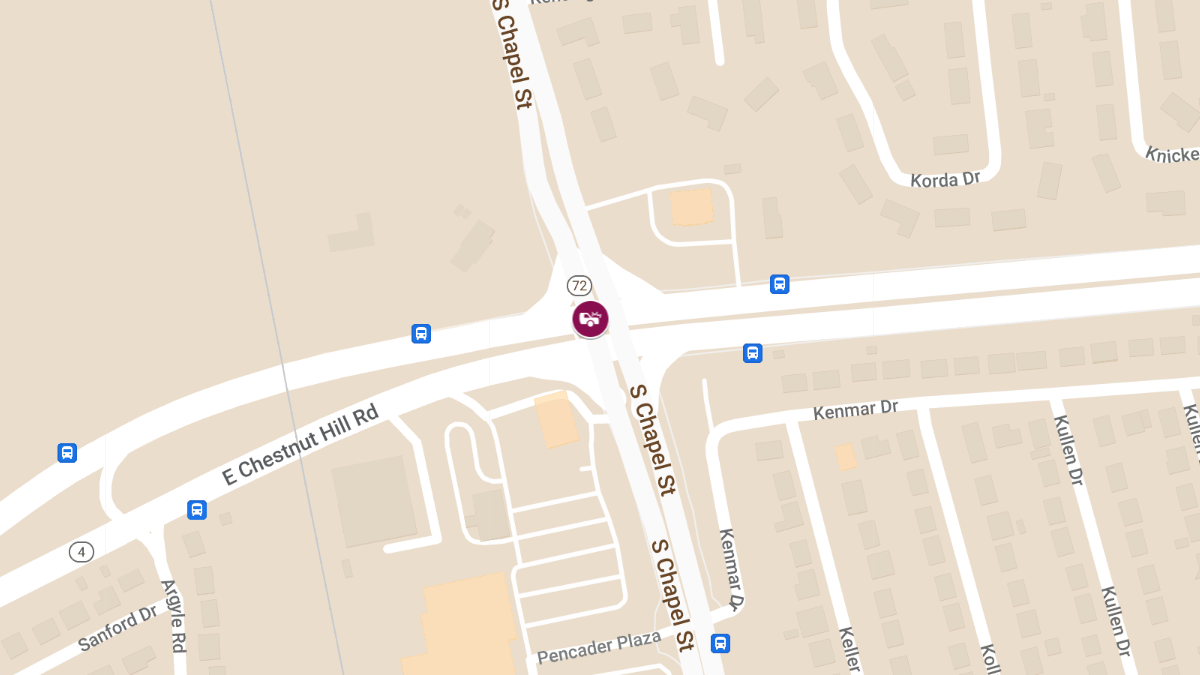 Vehicle Crash at Route 72 Northbound Right Turn Lane to Eastbound Route 4