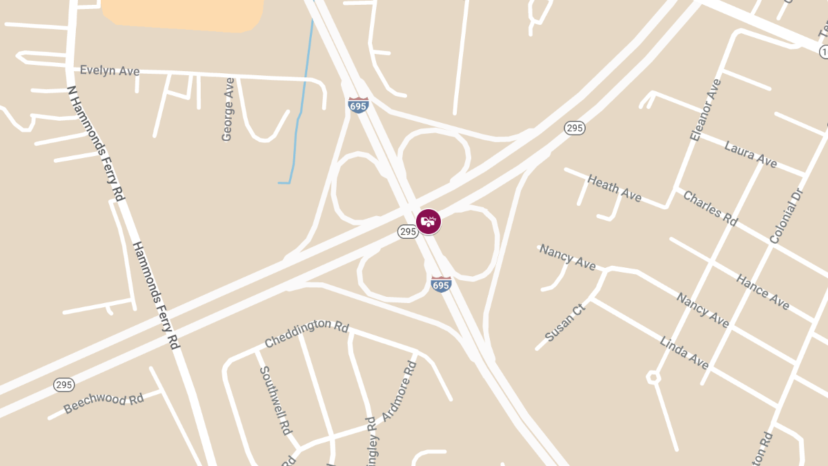 Vehicle Crash at SB RT295 & WB I695