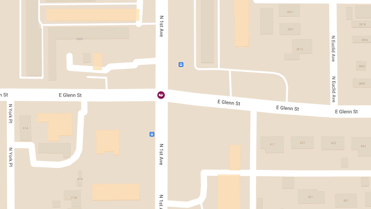 Vehicle Crash with Injuries at N 1st Ave & E Glenn St