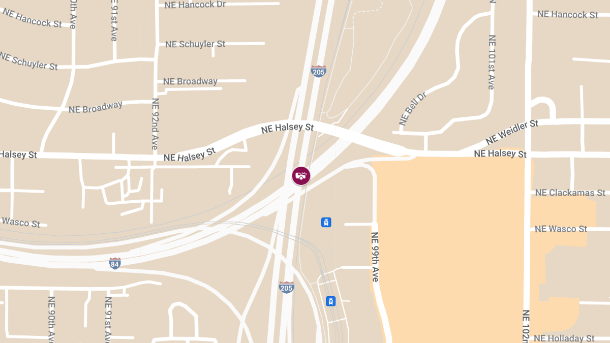 Vehicle Crash with injuries at I-84 and I-205 Interchange