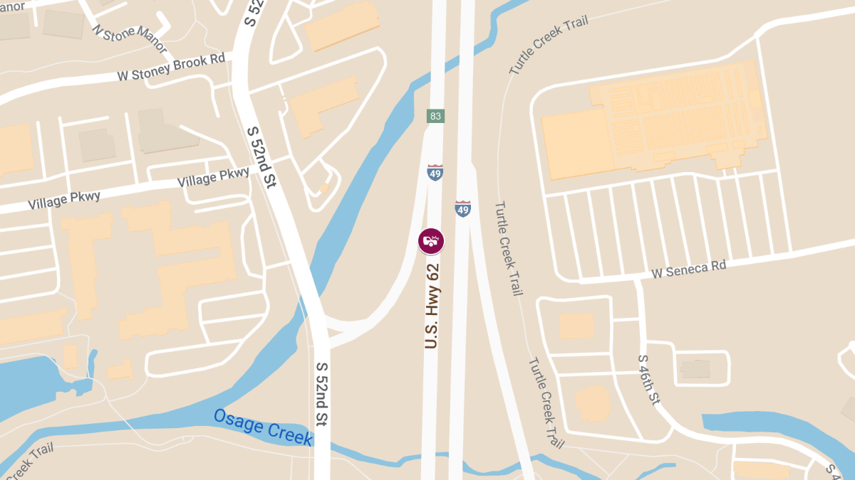 Accident With Injuries on WB U.S. Highway 62 Near I-49