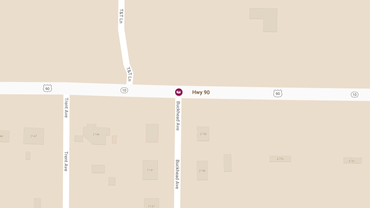 Auto Crash with Injuries and Roadblock at US-90 and Buckhead Dr