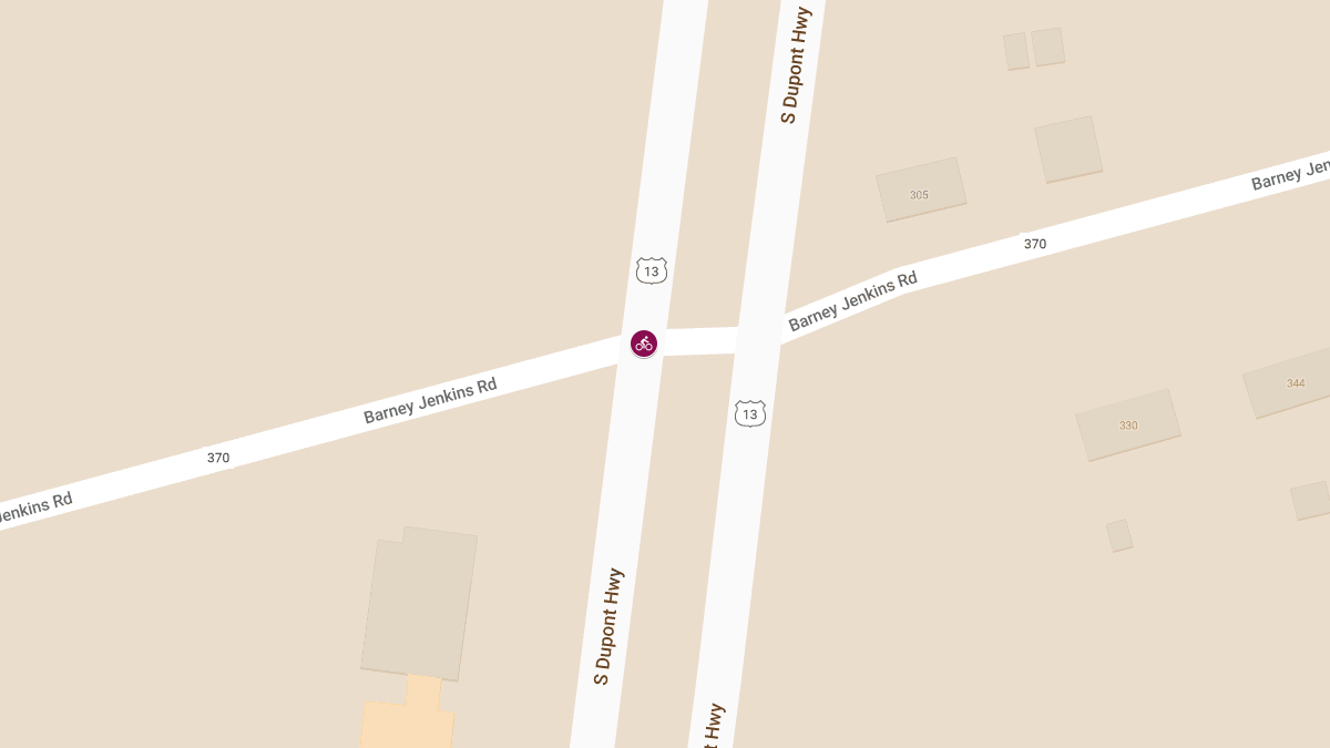 Bicycle Accident with Injuries on S Dupont Hwy and Barney Jenkins Rd