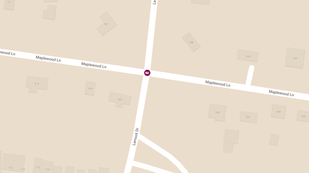Collision at Maplewood Ln and Lemont Dr Causes Injuries