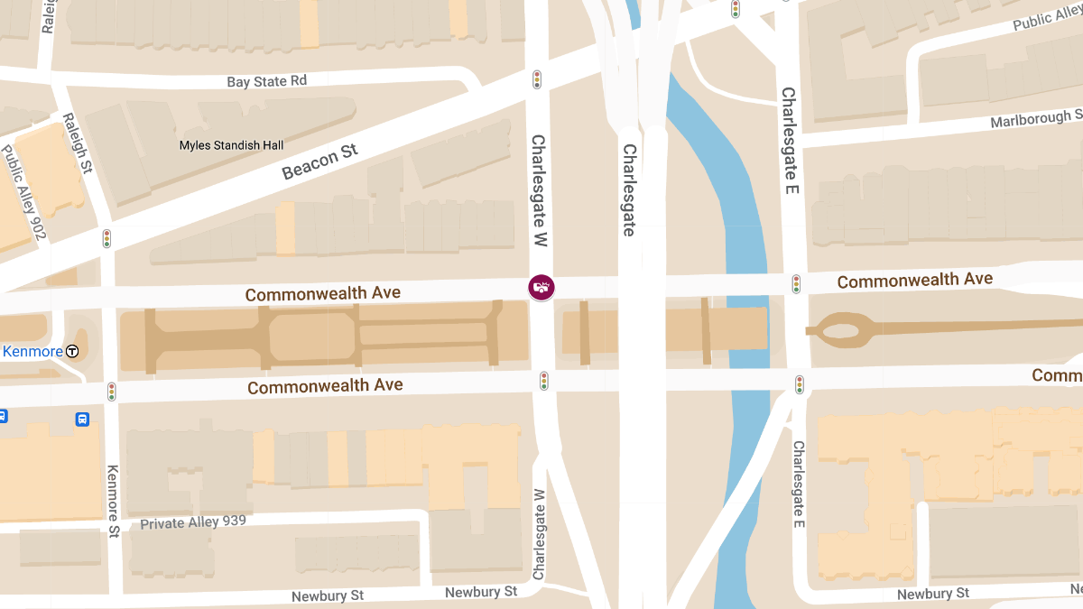 Collision with Injuries at Charlesgate W & Commonwealth Ave in Fenway