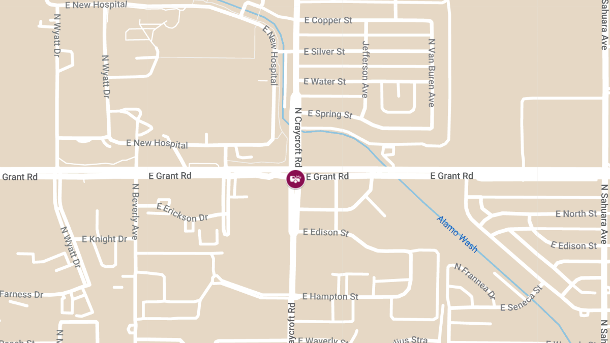 Collision with Injuries at E Grant Rd & N Craycroft Rd