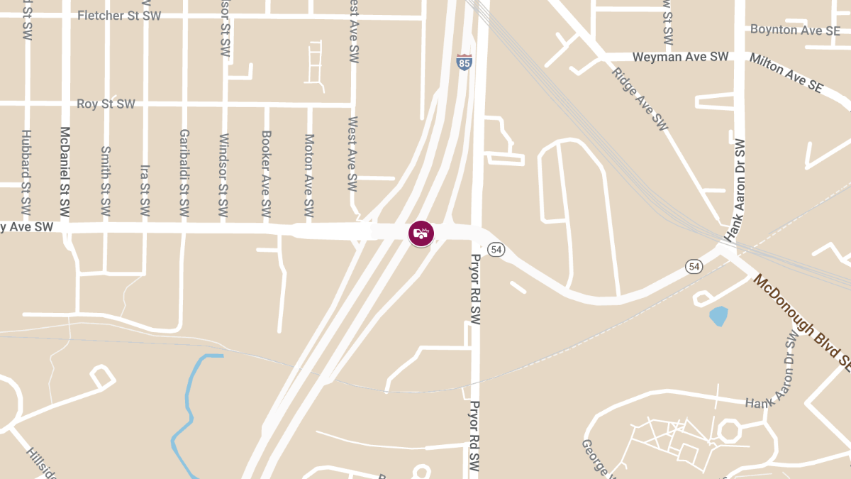 Collision with Injuries at I-85 N & University Ave SW in Pittsburgh Neighborhood