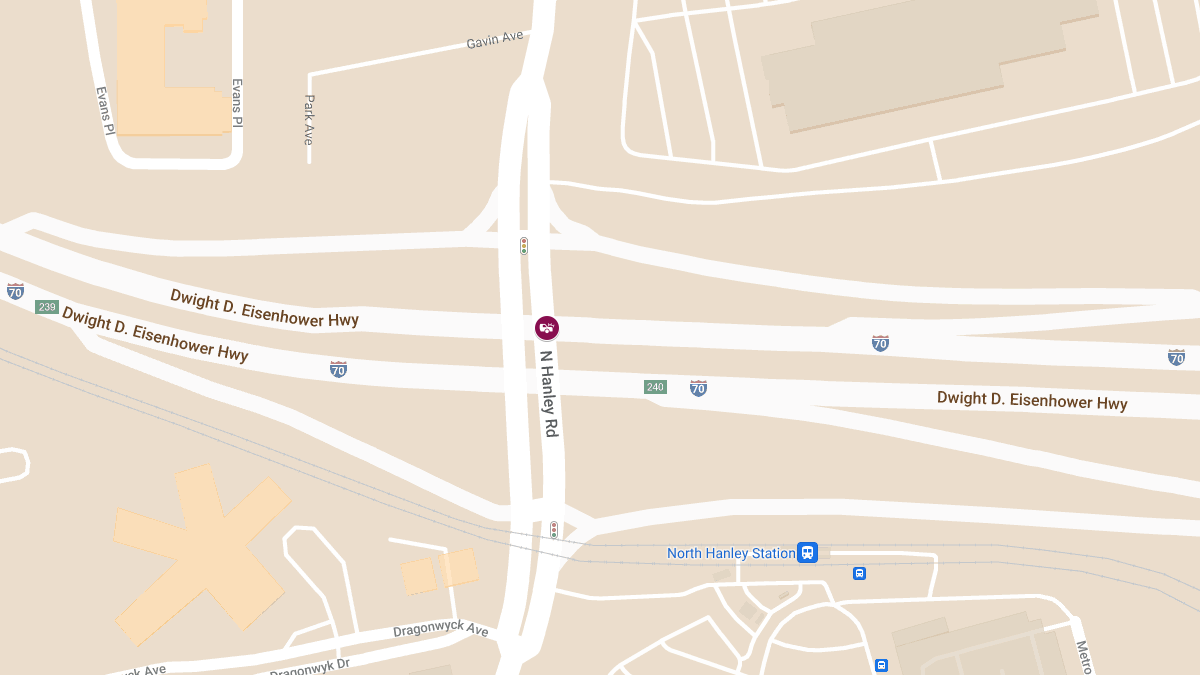 Collision with Injuries at Northbound Hanley Rd and I-70