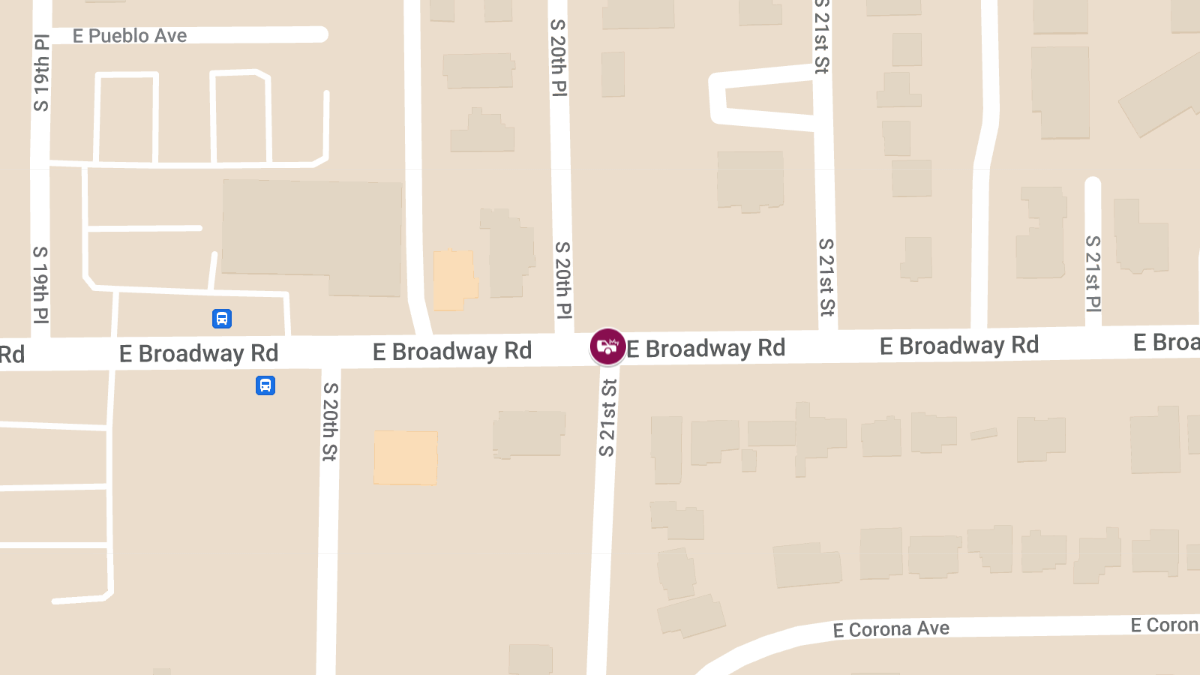 Collision with Injuries at S 21st St and E Broadway Rd
