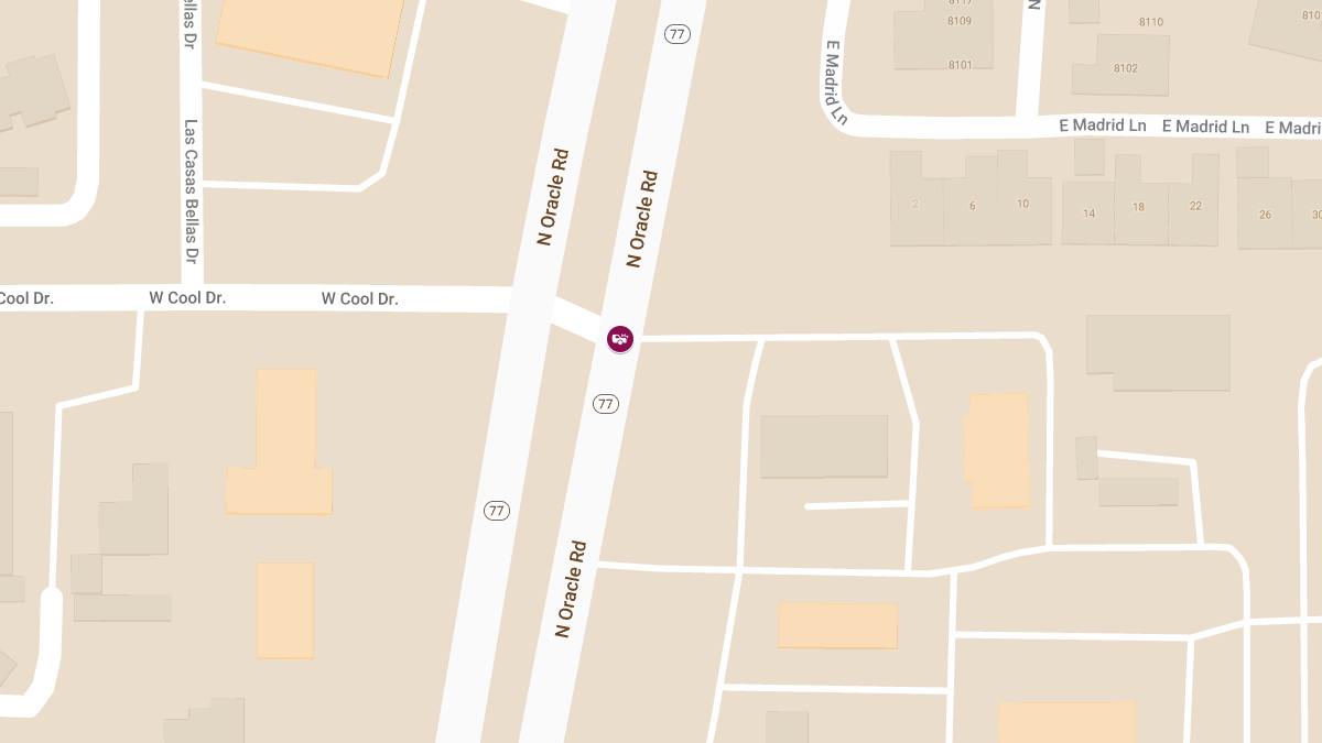 Crash With Injuries at Oracle Rd and Cool Dr