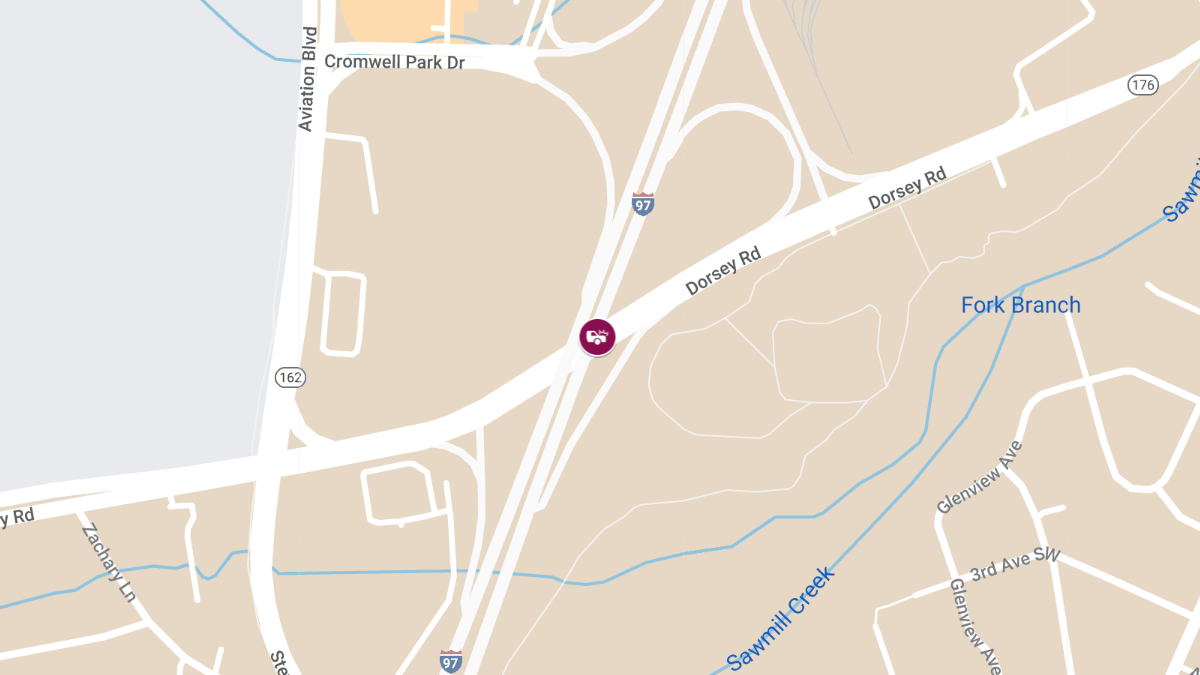 Crash with Entrapment Reported on Dorsey Rd On-Ramp to SB I-97