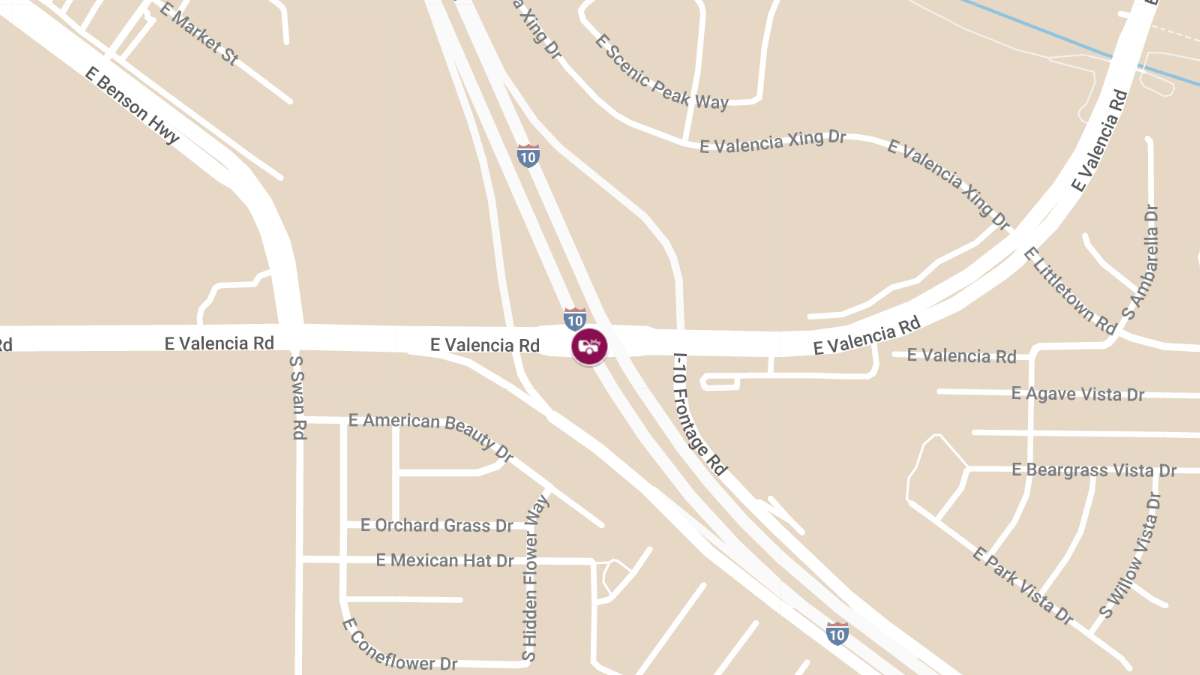 Crash with Injuries Reported at S Frontage Rd and W Valencia Rd