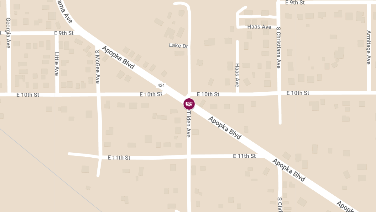 Crash with Injuries and Roadblock at S Apopka Blvd & Tilden Ave