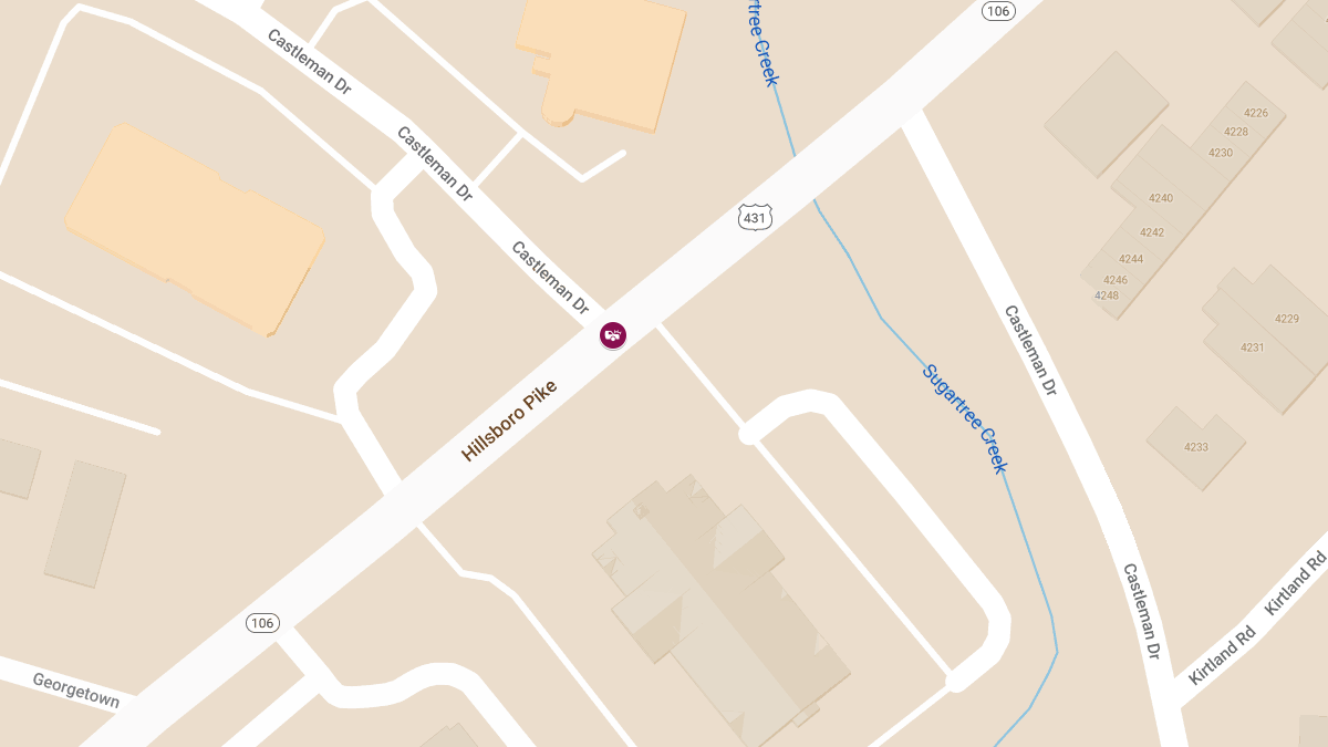 Crash with Injuries at Castleman Dr and Hillsboro Pike