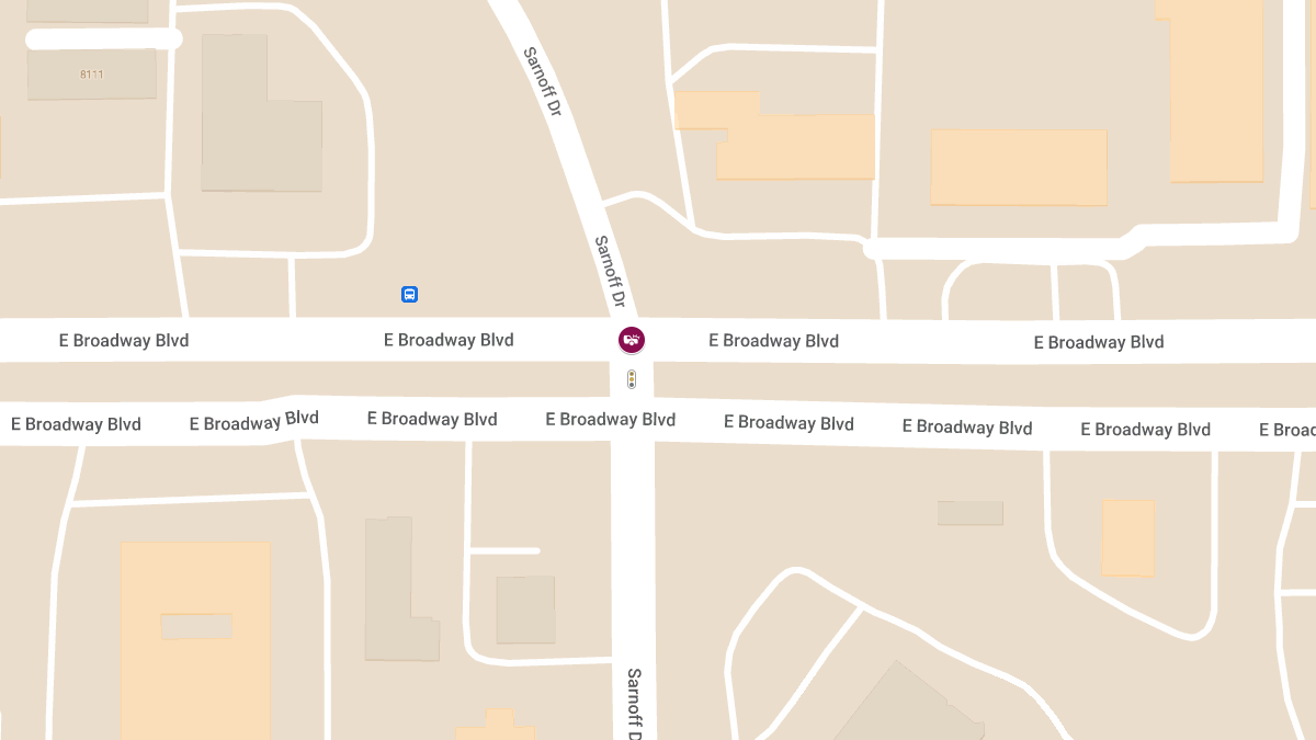 Crash with Injuries at E Broadway Blvd and N Sarnoff Dr