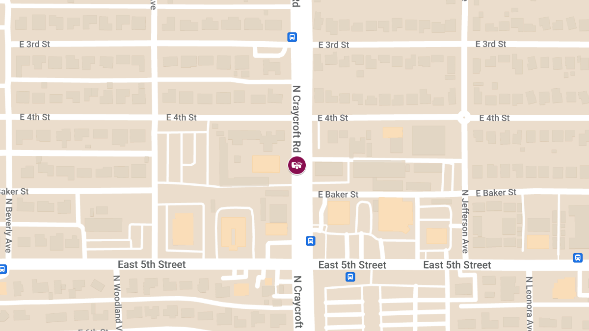 Crash with Injuries at N Craycroft Rd & E 4th St