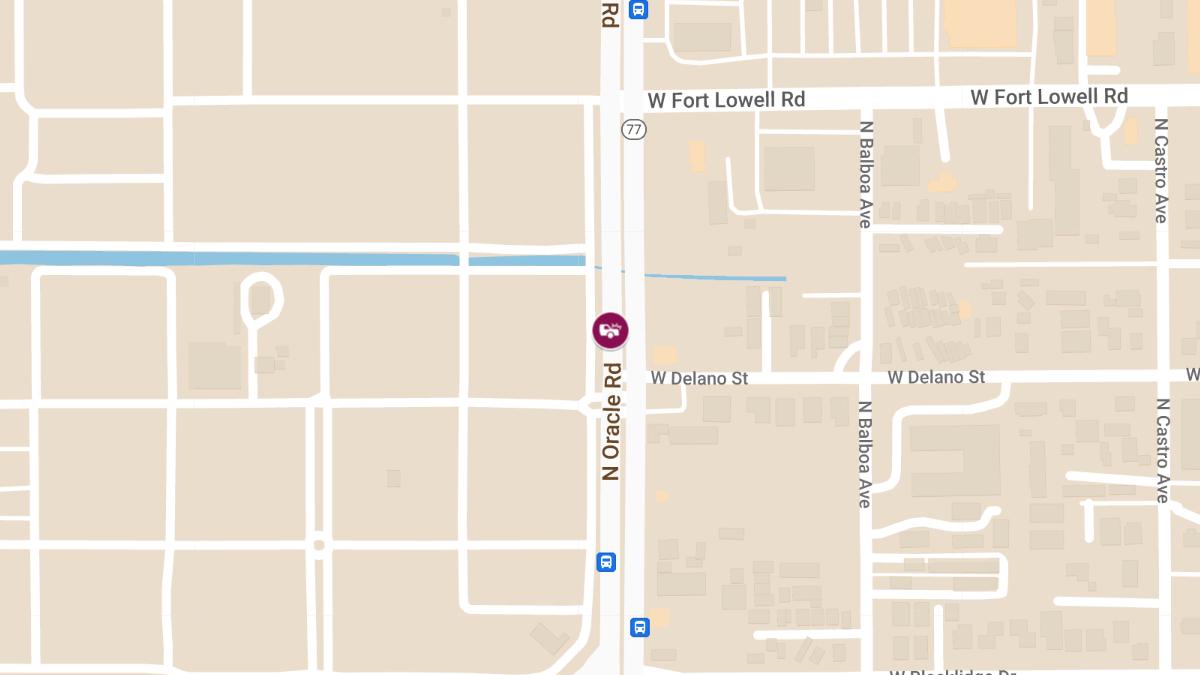 Crash with Injuries at Oracle Rd & Delano St