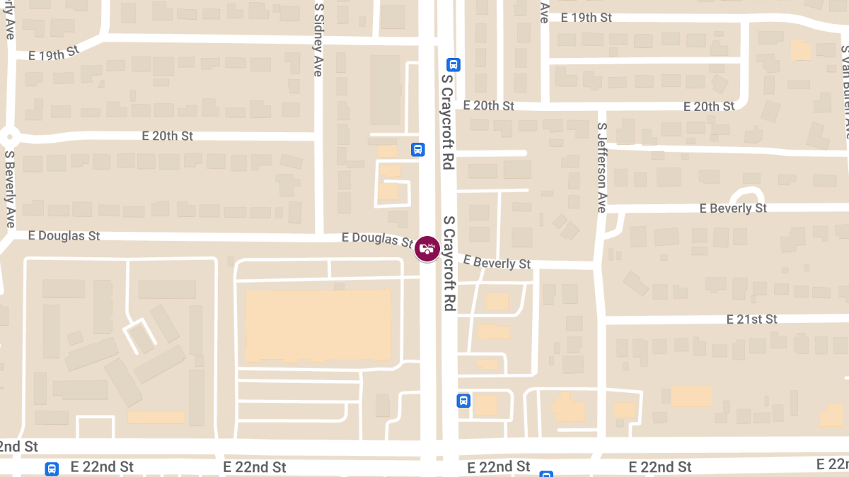 Crash with Injuries at S Craycroft Rd & E Beverly St