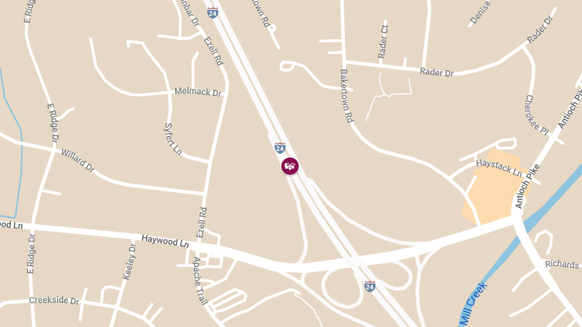 Crash with Injuries on I-24 W Between Bell Rd and Haywood Ln
