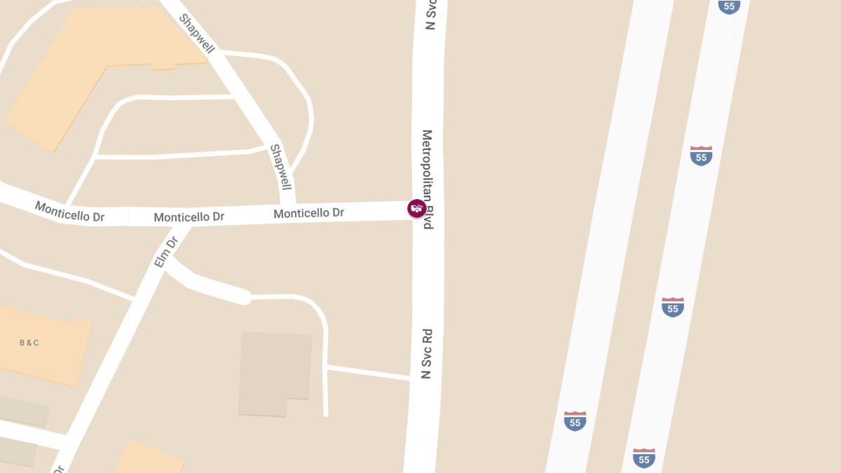 Four Injured in Two-Vehicle Crash on Metropolitan Blvd at Monticello Rd