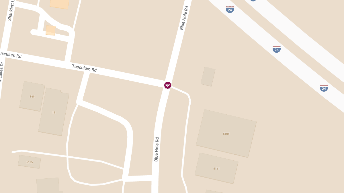 Injuries Reported in Crash at Blue Hole Rd / Tusculum Rd