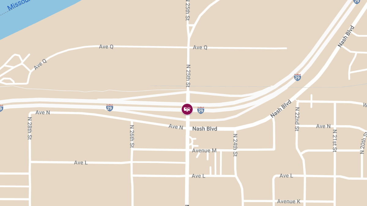 Injury Accident at 25th St Exit on I-29 NB