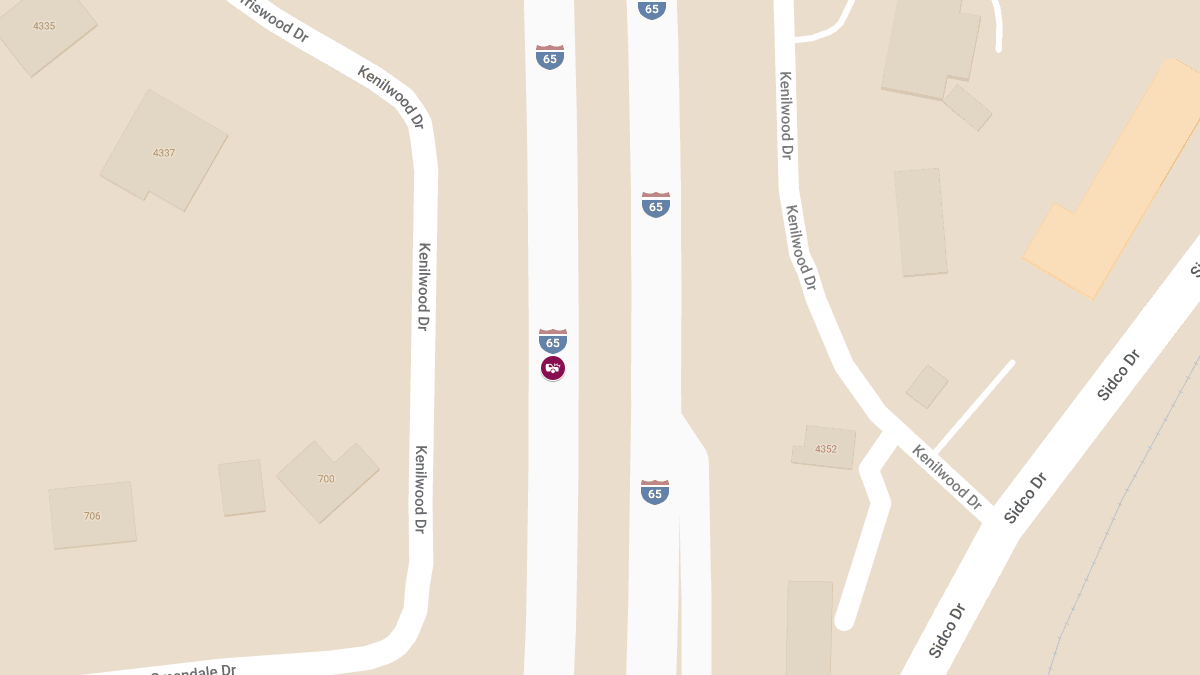 Injury Accident on I-65 South Between Harding Pl and OHB
