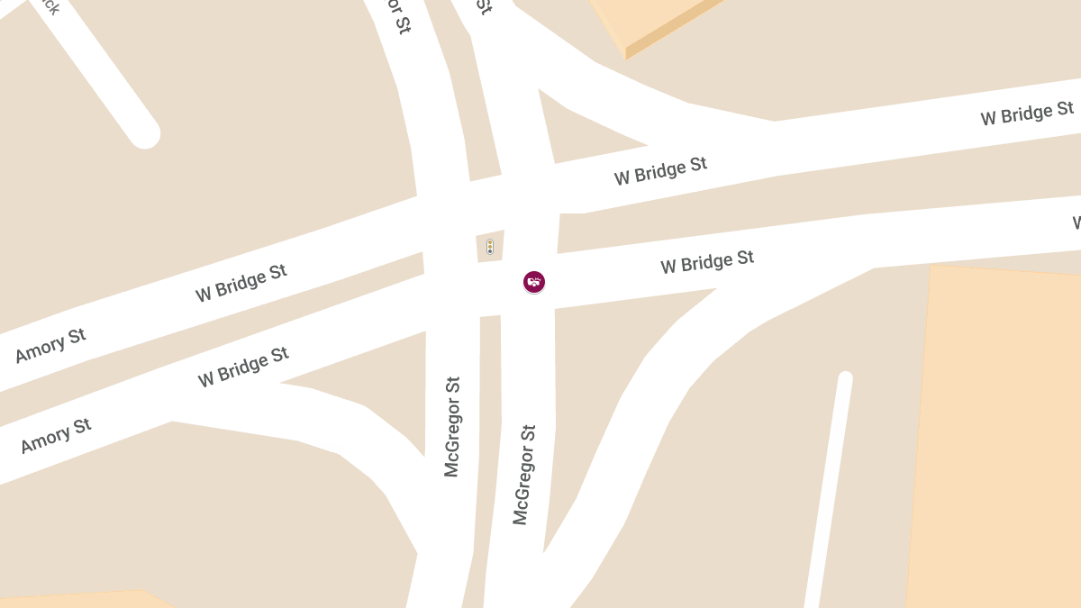 Injury Crash at W Bridge St & Amory St, Ending Near Brenner & Eddy Rd