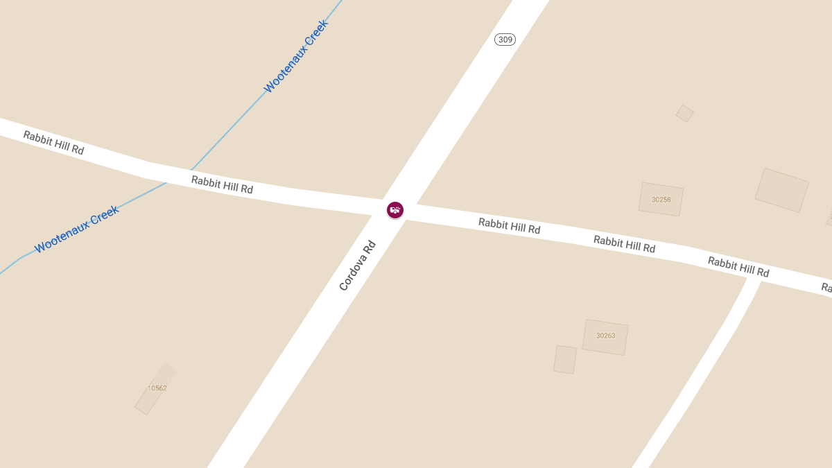 Motor Vehicle Crash with Injuries at Cordova Rd & Rabbit Hill Rd