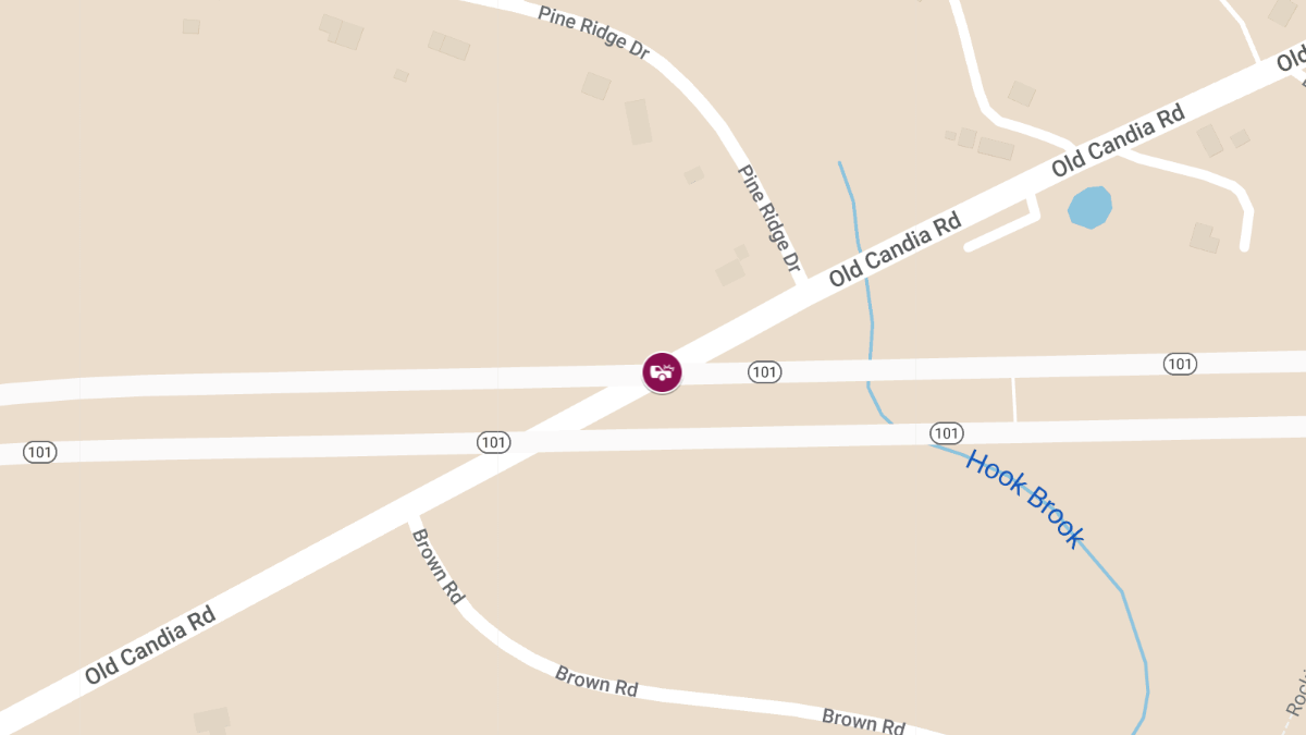 otor Vehicle Crash with Injury on Old Candia Rd at Exit 3 Ramp Connector to Route 101