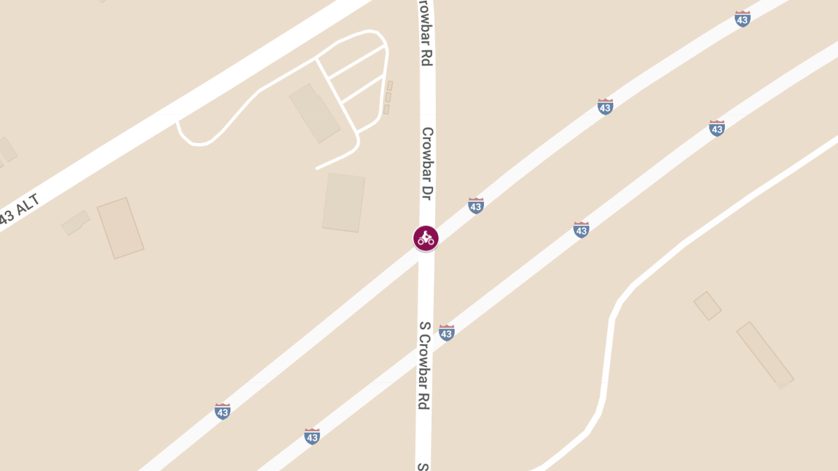 Motorcycle Accident with Injuries at NB 43 and Crowbar Rd