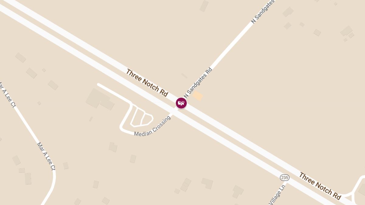 Multi-Vehicle Accident on Three Notch Rd near North Sandgates Rd