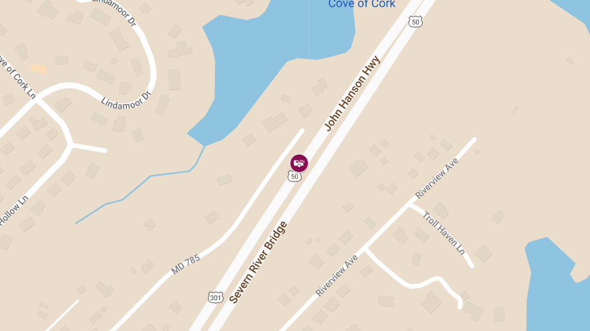 Multi-Vehicle Crash with Injuries on US-50 EB at Severn River Bridge