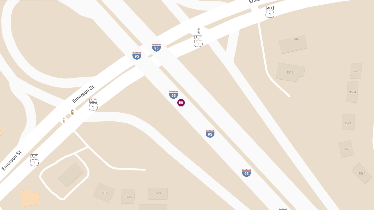 Officer Injured in Multi-Vehicle Crash on I-95 Near Emerson St