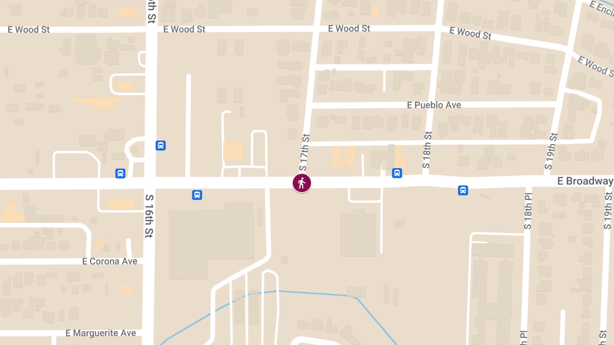 Pedestrian Collision at S 17th St & E Broadway Rd Causes Injuries