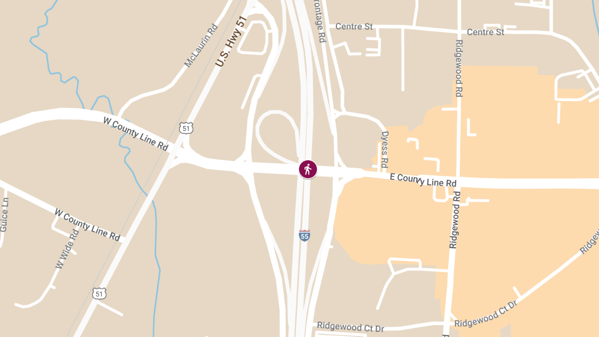 Pedestrian Fatality Accident on I-55 at County Line Rd