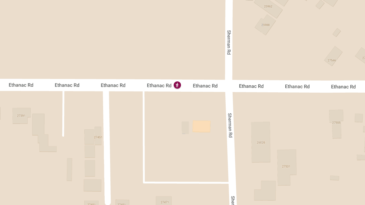 Pedestrian Hit by Two Vehicles near Ethanac Rd and Sherman Rd Causes Injuries