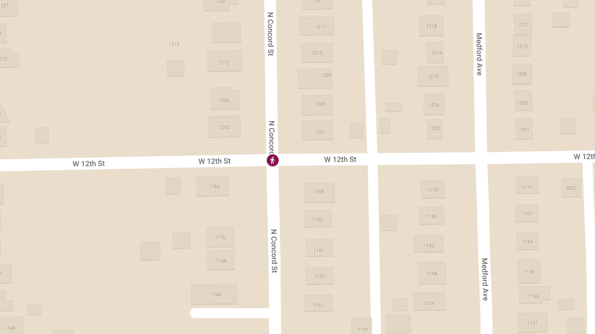 Pedestrian Injured at W 12th St & N Concord St