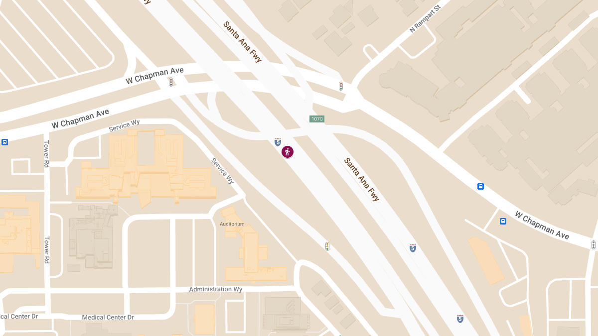 Pedestrian Injured in Collision on I-5 Near Chapman Ave