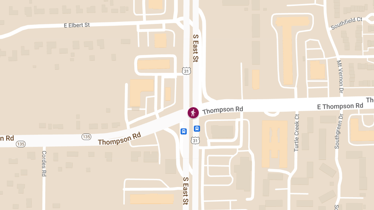 Pedestrian Injured in Crash at S East St & E Thompson Rd