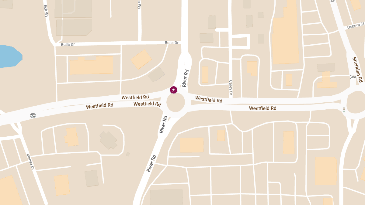 Pedestrian Injured in Vehicle Collision at River Rd & Westfield Rd