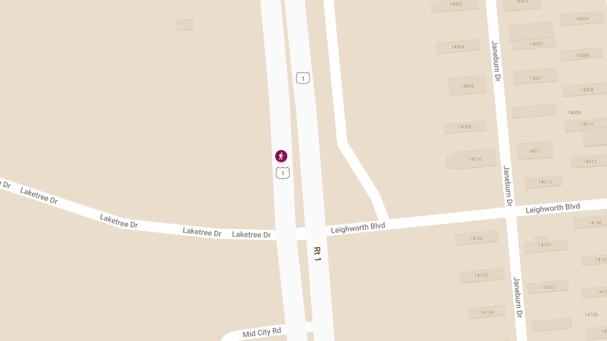 Pedestrian Struck and Injured on Route 1 Near Laketree Drive